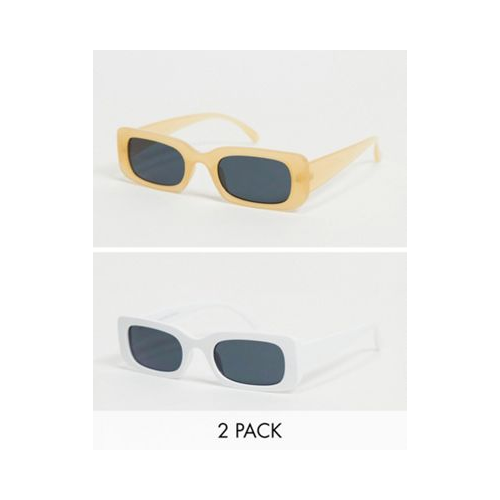 Набор из 2 пар солнцезащитных очков бежевого и белого цвета в оправе в стиле ретро SVNX Многоцветный