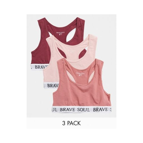 Набор из 3 бралеттов со спинкой-борцовкой в розовых оттенках Brave Soul Многоцветный