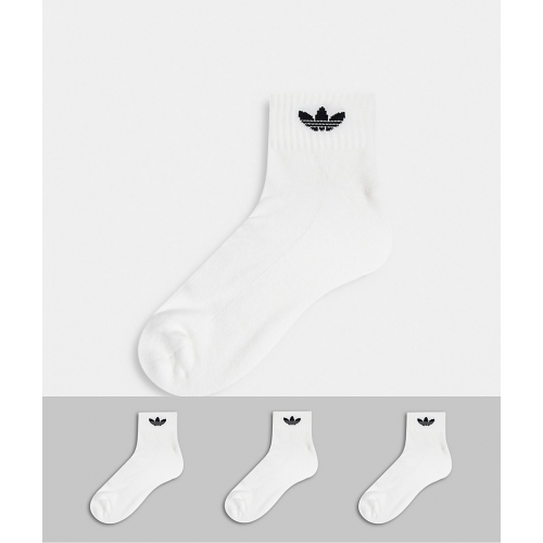 Набор из 3 пар белых носков до щиколотки с фирменным трилистником adidas Originals adicolor