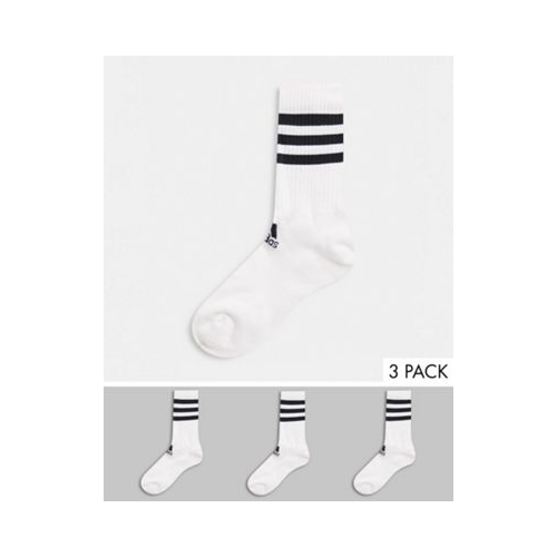 Набор из 3 пар белых носков до щиколотки с 3 полосками adidas Training