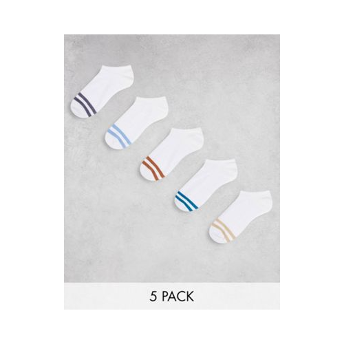 Набор из 5 пар носков под кроссовки в стиле колор блок с полосками в спортивном стиле ASOS DESIGN Белый
