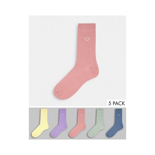 Набор из 5 пар разноцветных носков с вышивкой New Look Многоцветный