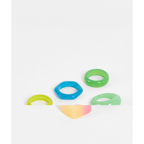 Набор из 5 разноцветных пластиковых колец ASOS DESIGN