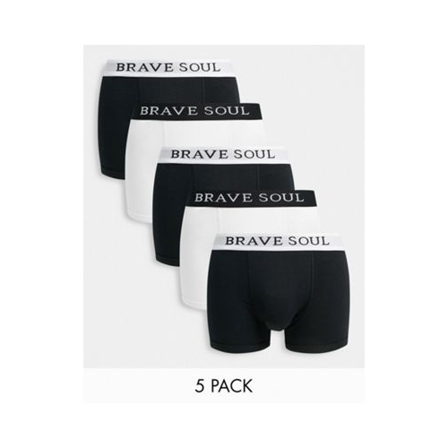 Набор из 5 трусов-боксеров черного и белого цветов Brave Soul-Черный