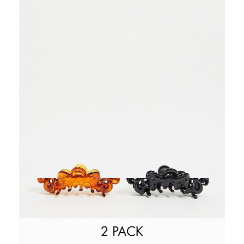Набор из двух заколок для волос черного и черепахового цвета ASOS DESIGN Многоцветный
