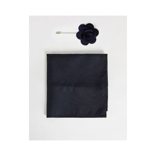 Набор из платка для нагрудного кармана и булавки на лацкан French Connection Темно-синий
