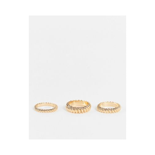 Набор из трех золотистых колец с перекрученной отделкой ALDO Acardotlan