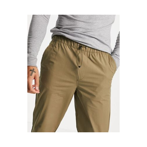 Нейлоновые брюки цвета хаки с затягивающимся шнурком Selected Homme-Зеленый