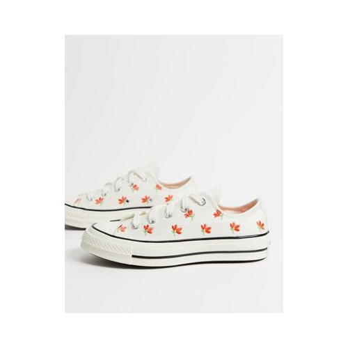 Низкие белые кроссовки с цветочной вышивкой Converse Chuck 70