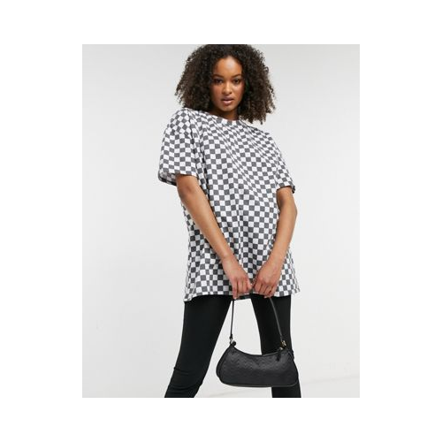 Oversized-футболка в шахматную клетку от комплекта New Girl Order-Черный цвет