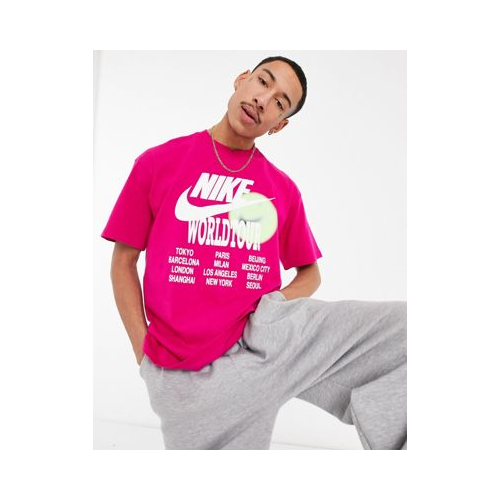 Oversized-футболка розового цвета с графическим принтом Nike World Tour-Розовый