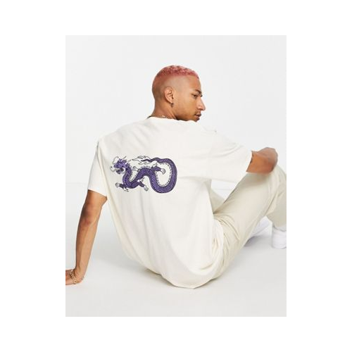 Oversized-футболка с принтом дракона на спине HNR LD-Светло-бежевый цвет