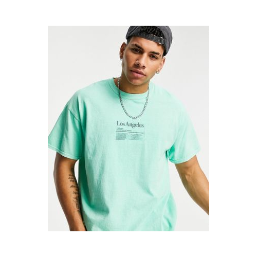 Oversized-футболка шалфейно-зеленого цвета с принтом "Los Angeles" на груди Topman-Черный