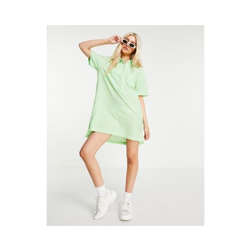 Oversized-платье мини пастельного цвета в клетку Wednesday's Girl-Зеленый