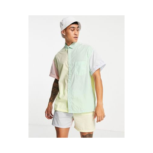 Oversized-рубашка из выбеленного поплина в стиле колор блок пастельных оттенков от комплекта ASOS DESIGN Разноцветный
