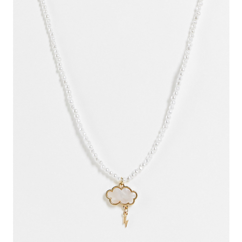 Ожерелье из маленьких искусственных жемчужин с золотистой подвеской в виде облака Reclaimed Vintage Inspired