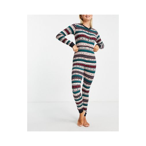 Облегающая пижама «всё в одном» на пуговицах спереди с принтом Фэйр-Айл Chelsea Peers Разноцветный