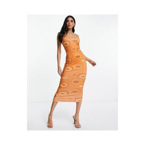 Облегающее платье с коричневым принтом в стиле 70-х Public Desire Разноцветный