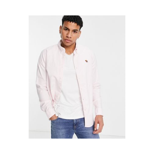 Оксфордская рубашка розового цвета с длинными рукавами и маленьким логотипом Abercrombie & Fitch-Розовый
