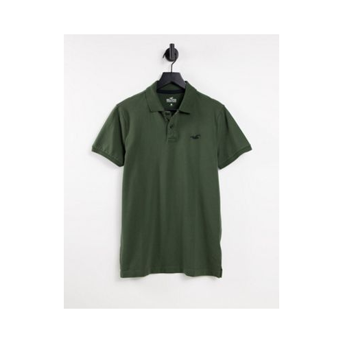 Оливково-зеленая футболка-поло узкого кроя с логотипом Hollister-Зеленый цвет