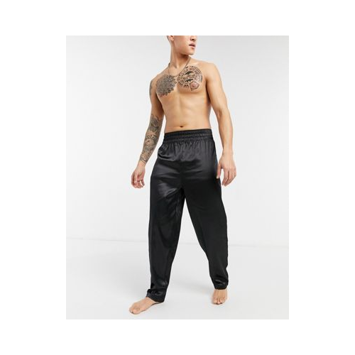 Атласные пижамные брюки для дома черного цвета от комплекта ASOS DESIGN-Черный