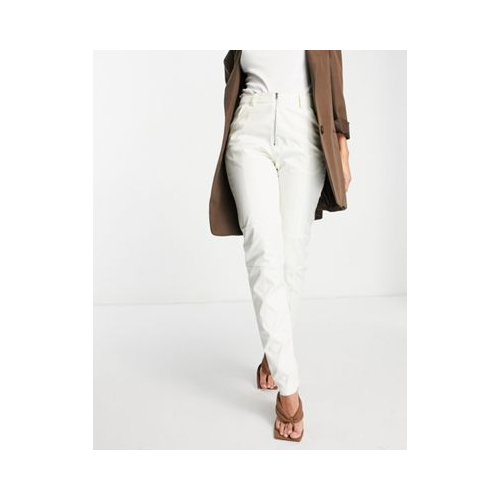 Байкерские брюки из искусственной кожи кремового цвета Unique 21 Белый