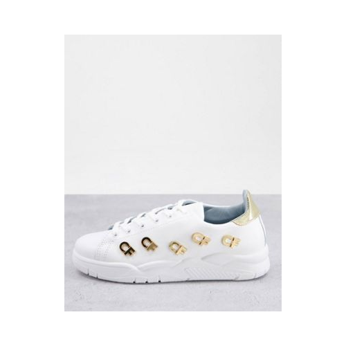 Бело-золотистые кроссовки с логотипом Chiara Ferragni Roger