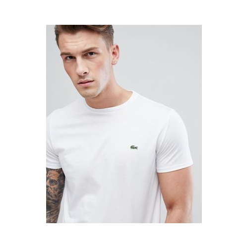 Белая футболка из хлопка пима с логотипом Lacoste