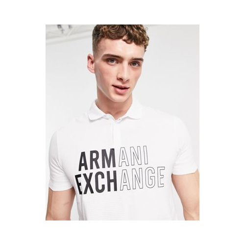 Белая футболка поло с крупным логотипом Armani Exchange