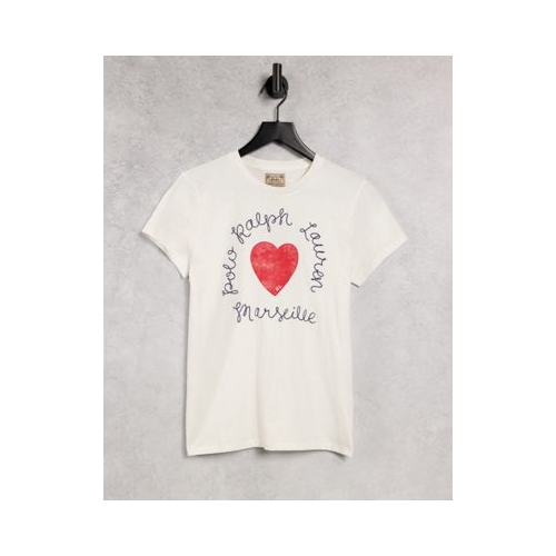 Белая футболка с короткими рукавами и сердцем Polo Ralph Lauren