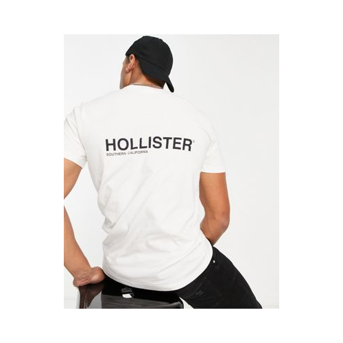 Белая футболка с логотипом на спине Hollister