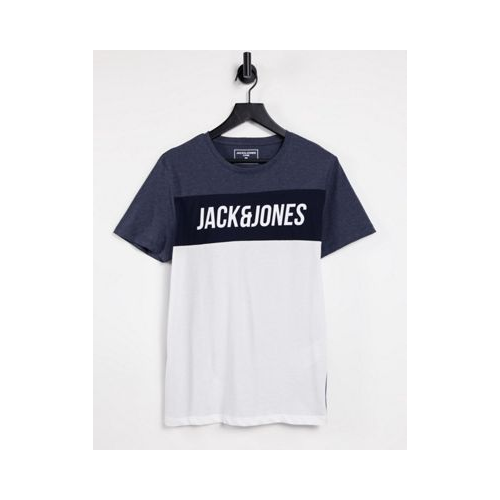 Белая футболка со вставками и логотипом Jack & Jones Originals