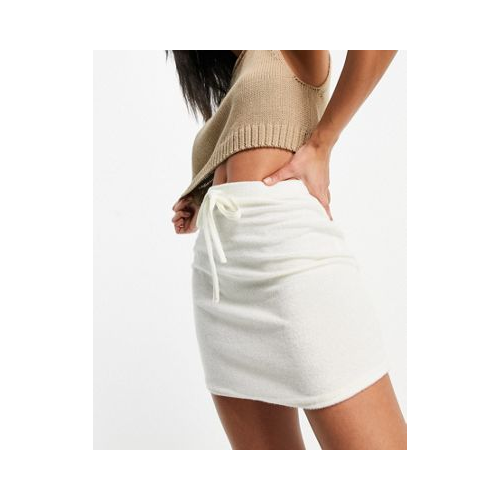 Белая махровая мини-юбка с завязками ASOS DESIGN