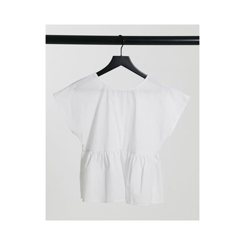 Белая oversized-блузка с завязкой на спине Vila