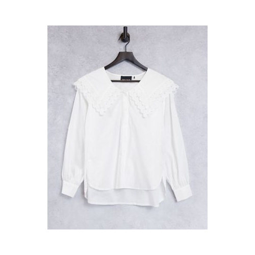 Белая рубашка с широким воротником с оборками Pieces