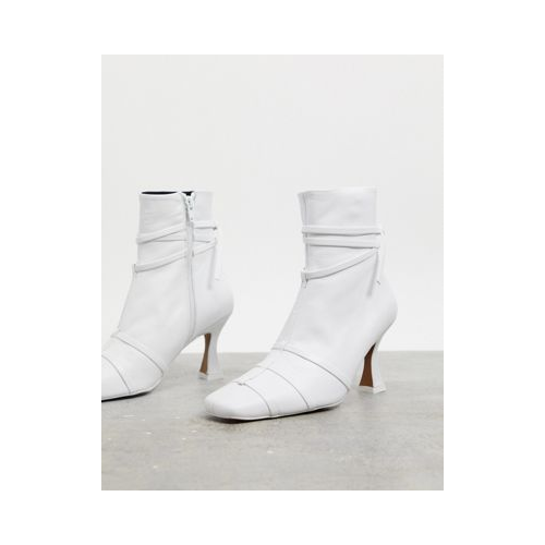 Белые кожаные ботинки на каблуке ASOS DESIGN Ryder