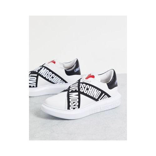 Белые кроссовки с перекрестной отделкой с логотипом Love Moschino
