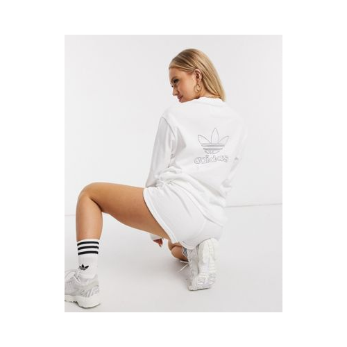 Белый лонгслив с логотипом на спине adidas Originals Essentials