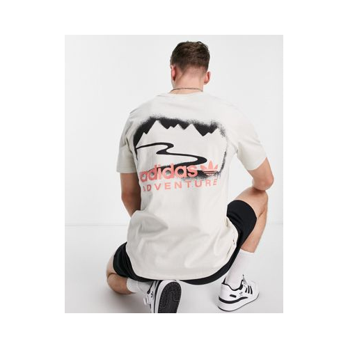 Бежевая футболка с принтом пейзажа на спине adidas Originals Adventure-Светло-бежевый цвет