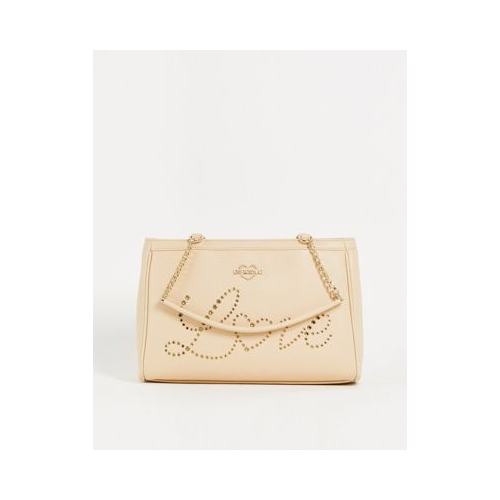 Бежевая сумка-тоут с логотипом-надписью Love Moschino-Светло-бежевый цвет
