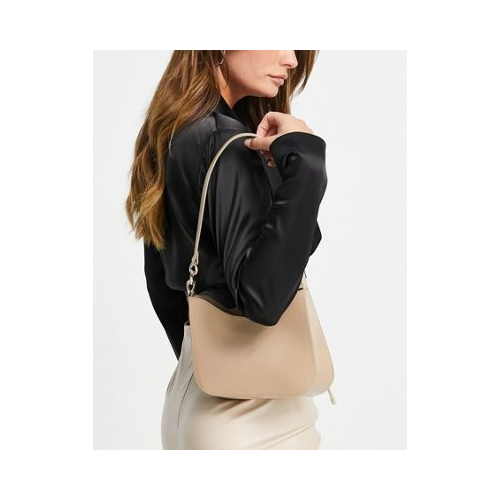 Бежевая сумка на плечо изогнутой формы со звеньями цепочки на ремешке ASOS DESIGN-Светло-бежевый цвет