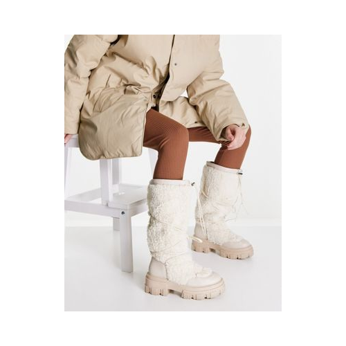 Бежевые ботинки для холодной погоды из искусственного меха на толстой подошве ASOS DESIGN Casper-Светло-бежевый цвет