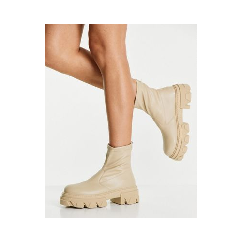 Бежевые ботинки-носки на массивной подошве Topshop Kendall-Светло-бежевый цвет