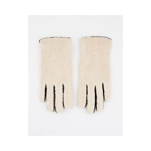 Бежевые перчатки из натуральной кожи и искусственного меха Barney's Originals-Светло-бежевый цвет