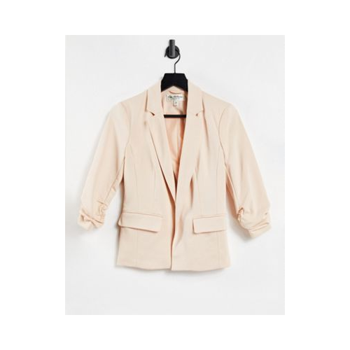 Бежевый пиджак из ткани понте с присборенными рукавами Miss Selfridge-Светло-бежевый цвет