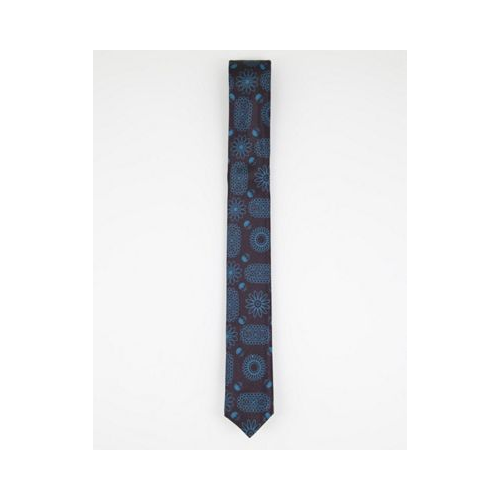 Бирюзовый узкий галстук с принтом черепа и пейсли Bolongaro Trevor-Черный цвет