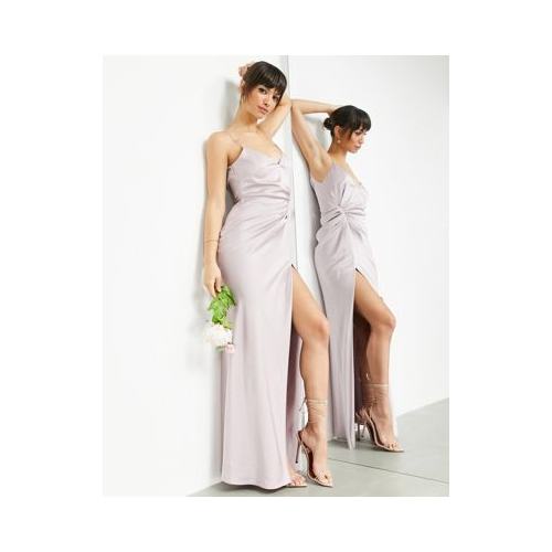 Бледно-лавандовое атласное платье макси на бретелях и с драпировкой ASOS EDITION-Фиолетовый цвет