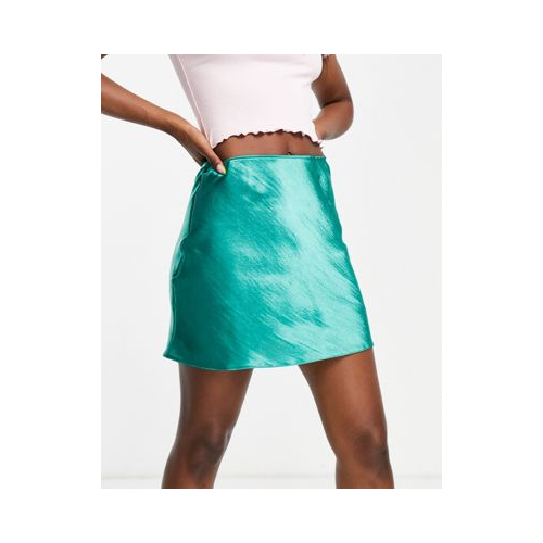 Блестящая атласная мини-юбка в стиле комбинации бирюзового цвета ASOS DESIGN-Зеленый