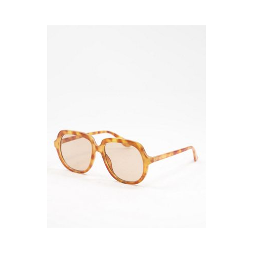 Большие солнцезащитные очки в стиле 70-х в черепаховой оправе с со светло-коричневыми линзами ASOS DESIGN-Коричневый цвет