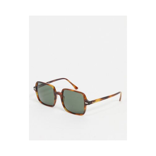 Большие женские солнцезащитные очки в прямоугольной оправе коричневого цвета Ray-Ban 0RB1973-Коричневый
